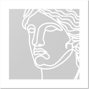 Greek Face in single line style Posters and Art